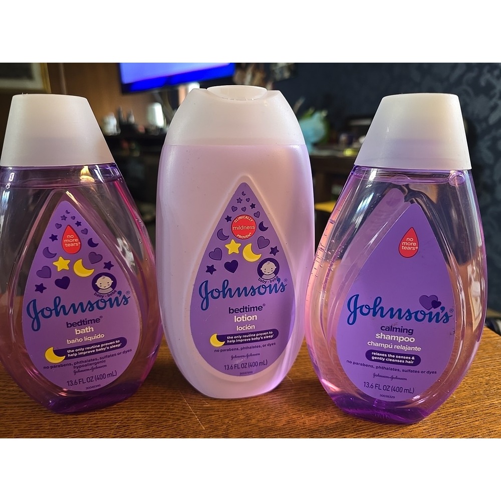 (3) Lot NEW Johnson & Johnson Baby Calming Shampoo & Bedtime Lotion 13.6‎